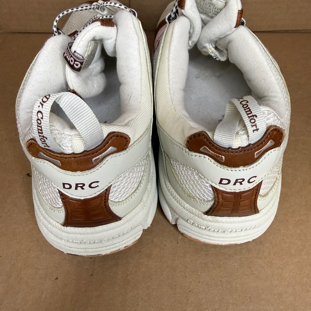 Dr. Comfort Refresh Womens 10 XW White Brown Pink Walking Shoes 3965 Bungee Lace - Picture 4 of 7